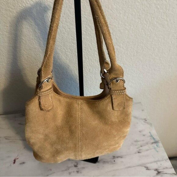 St Johns Bay Tan Suede Leather Small Hand Bag Purse Pocketbook Casual Weekender - Picture 3 of 10